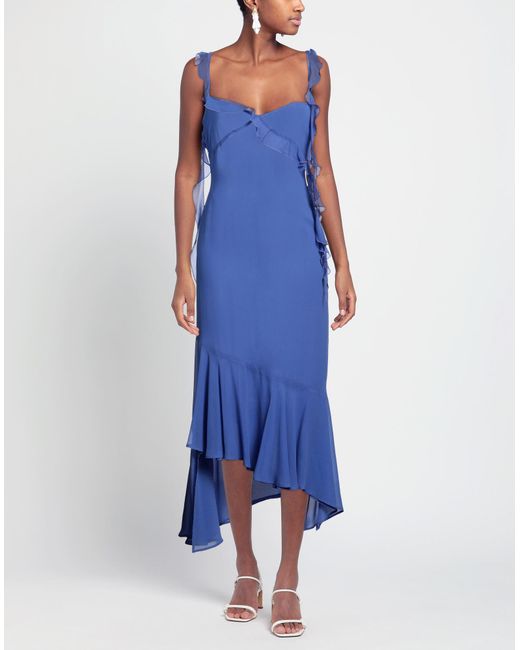 ANDAMANE Blue Pastel Midi Dress Silk