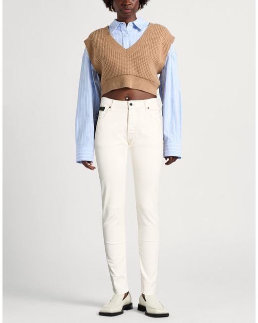 CoSTUME NATIONAL White Cream Jeans Cotton, Elastane