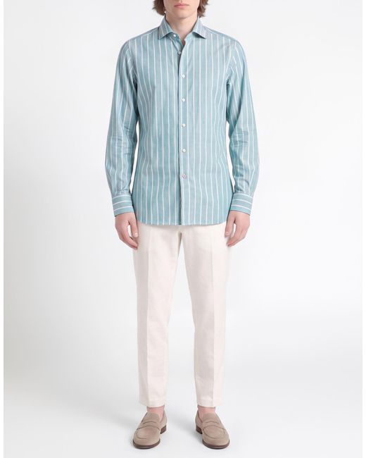 Isaia Blue Shirt Cotton for men