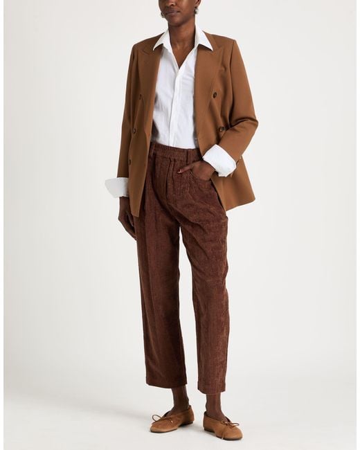 Brunello Cucinelli Brown Pants Cotton, Elastane