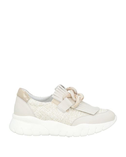 OFFICINE VENETE White Light Sneakers Leather, Textile Fibers