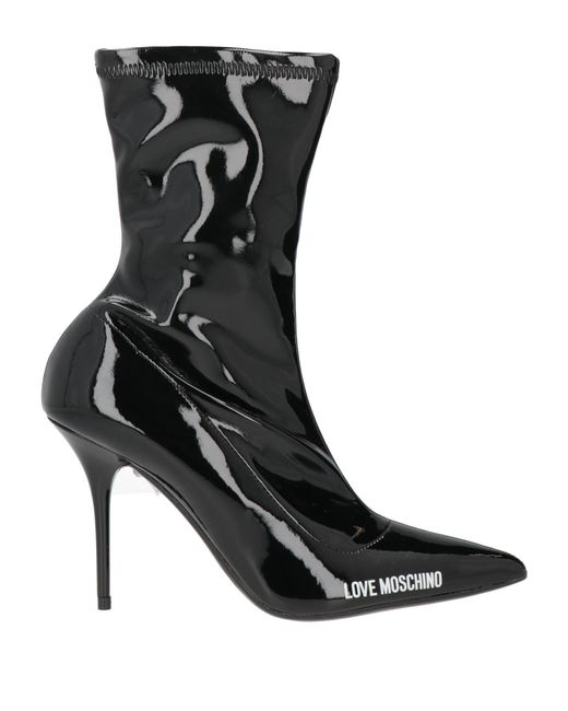Love Moschino Black Ankle Boots Textile Fibers