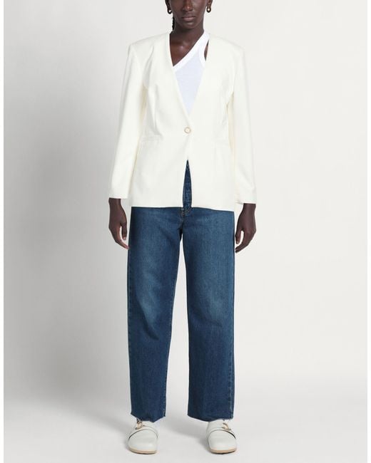 Compagnia Italiana White Blazer Cotton, Polyester, Rubber