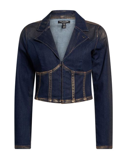 True Religion Blue Top Cotton, Polyester, Viscose, Elastane