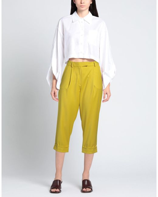 Rose' A Pois Yellow Pants Polyester, Viscose, Elastane