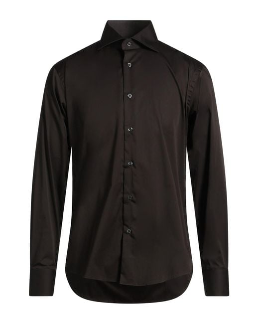 Brian Dales Black Dark Shirt Cotton, Polyamide, Elastane for men