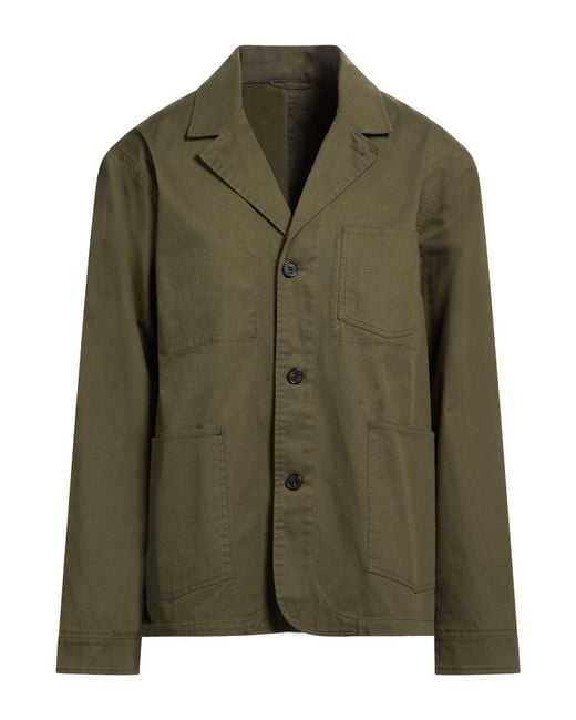 Officine Generale Green Military Blazer Cotton, Elastane for men