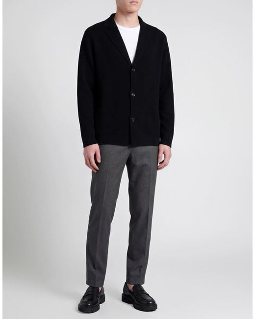 Daniele Fiesoli Black Cardigan Merino Wool for men