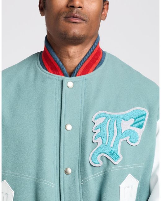 Facetasm Blue Jacket Wool, Elastane, Leather for men
