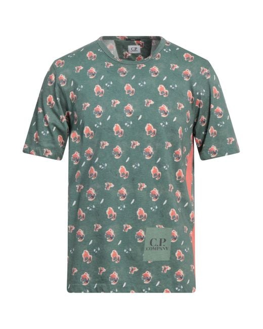 C P Company Green T-Shirt Cotton, Polyamide for men