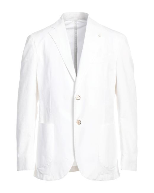 Luigi Bianchi White Blazer Cotton, Elastane, Polyester for men