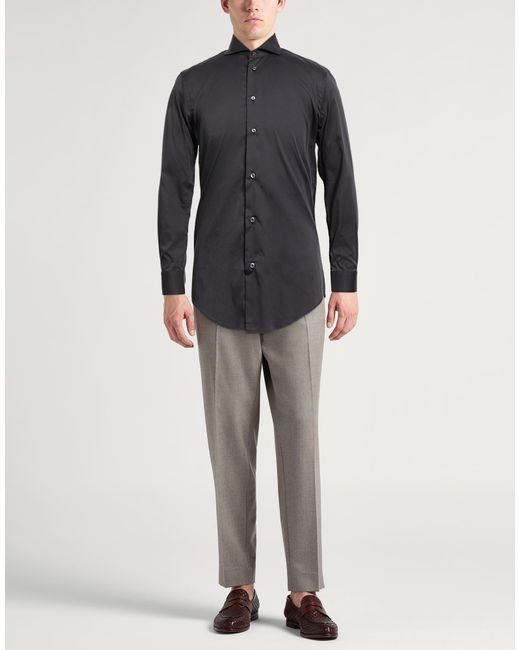 Brian Dales Blue Dark Shirt Cotton, Polyamide, Elastane for men