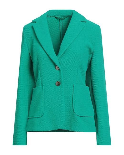 Marella Green Blazer Polyester, Viscose, Elastane