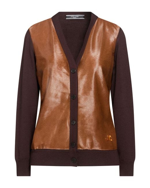 Jacob Cohen Brown Cardigan Virgin Wool, Calfskin
