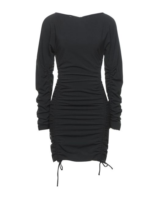 Dondup Black Mini Dress Polyester, Virgin Wool, Elastane