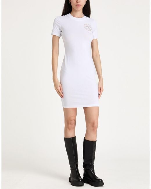 Versace Jeans Couture White Mini Dress Cotton, Elastane
