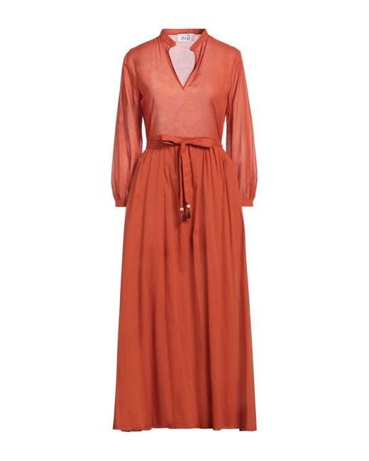 Niu Red Rust Maxi Dress Cotton