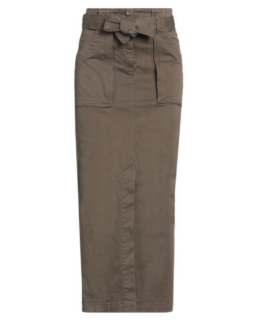 Semicouture Gray Midi Skirt Cotton, Elastane