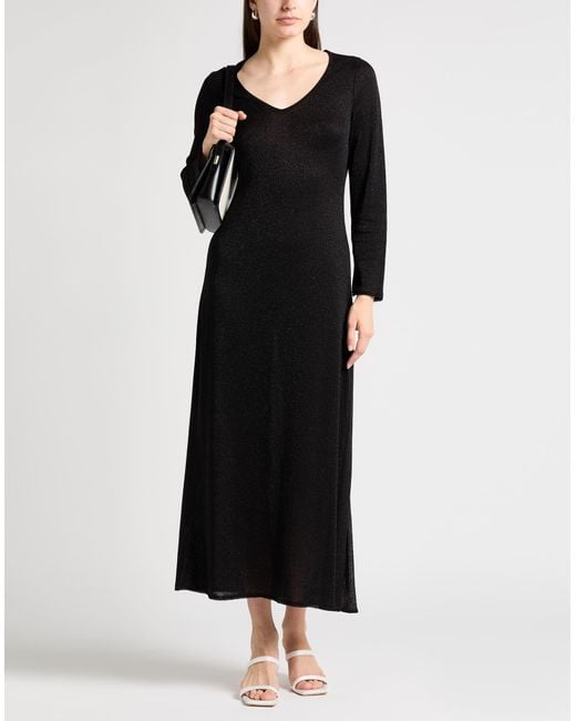 NEERA 20.52 Black Maxi Dress Viscose, Nylon, Lurex