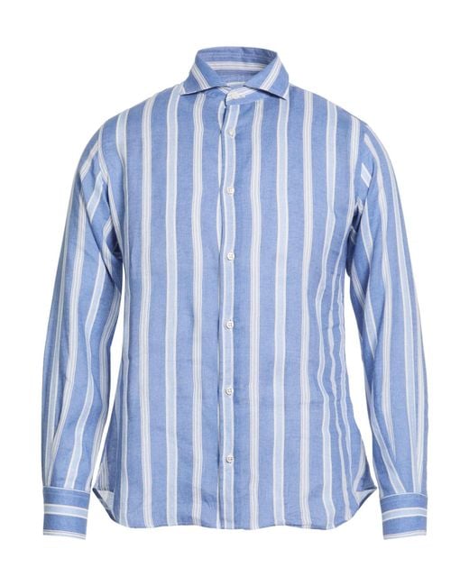 Fedeli Blue Shirt Linen for men