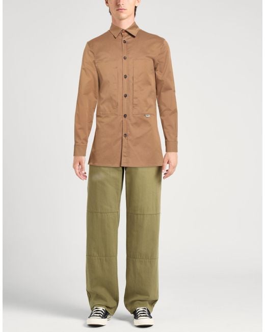 Berna Brown Camel Shirt Cotton, Elastane for men