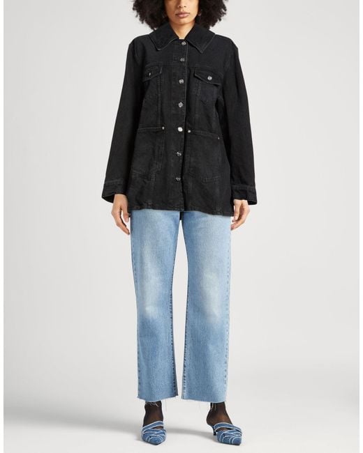 Ganni Black Denim Outerwear Organic Cotton, Recycled Cotton