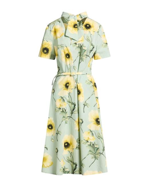 Oscar de la Renta White Light Midi Dress Cotton, Elastane