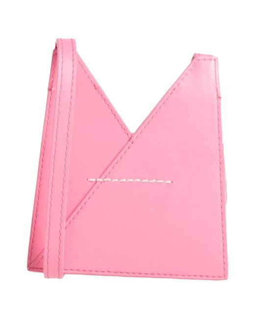 MM6 by Maison Margiela Pink Cross-Body Bag Cow Leather, Polyurethane, Polyester, Viscose