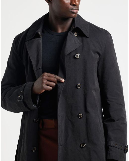 Sealup Black Overcoat & Trench Coat Cotton, Polyester, Polyamide for men