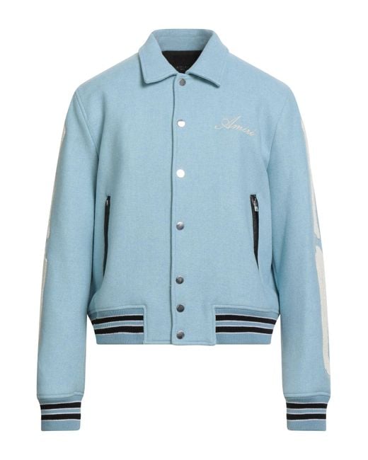 Amiri Blue Jacket Wool, Nylon, Cow Leather, Elastane for men
