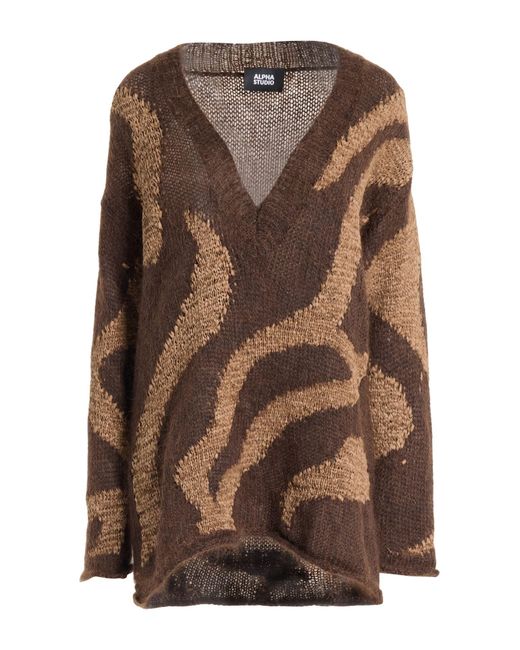 Alpha Studio Brown Sweater Polyamide, Polyester, Mohair Wool