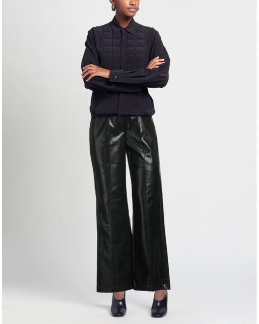 SOLOTRE Black Pants Polyurethane, Viscose