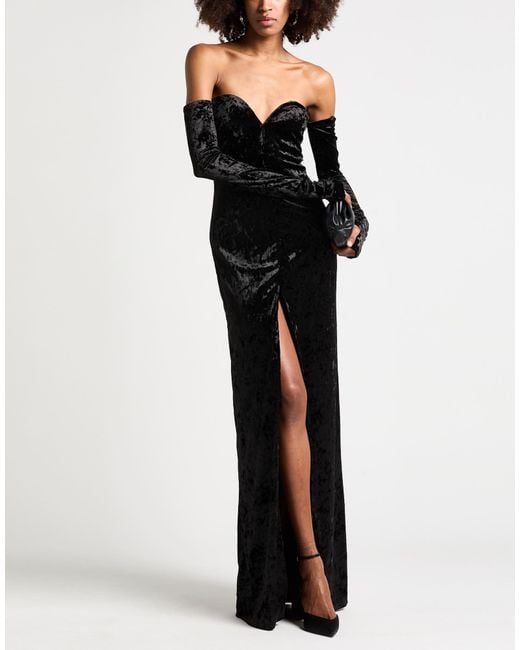 Pinko Black Maxi Dress Polyester, Elastane