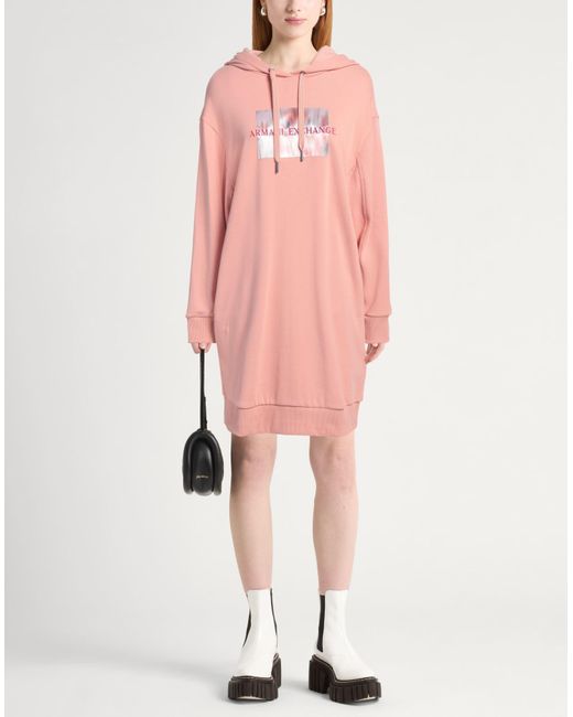 ARMANI EXCHANGE Pink Mini Dress Cotton, Polyester, Elastomultiester, Elastane