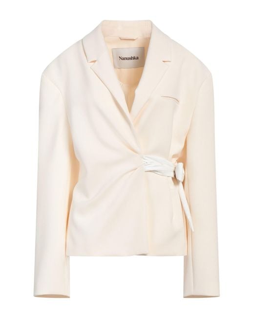 Nanushka White Blazer Polyester, Polyurethane