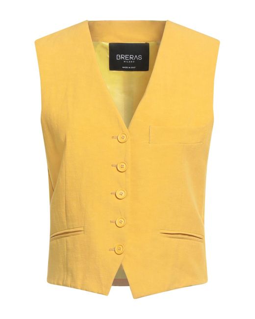 BRERAS Milano Yellow Marigold Tailored Vest Viscose, Linen