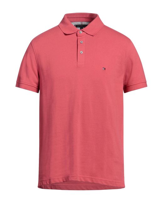 Tommy Hilfiger Pink Coral Polo Shirt Cotton, Elastane for men
