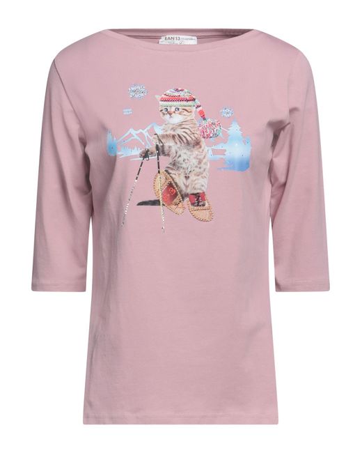 Ean 13 Love Pink Pastel T-Shirt Cotton, Elastane