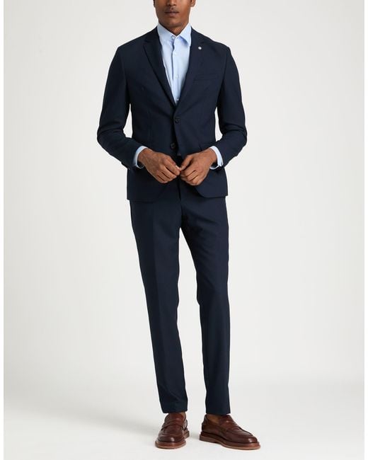 Manuel Ritz Blue Suit Polyester, Viscose, Elastane for men