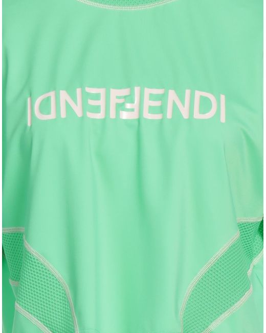 Fendi Green Lycra Cropped T-Shirt With Logo