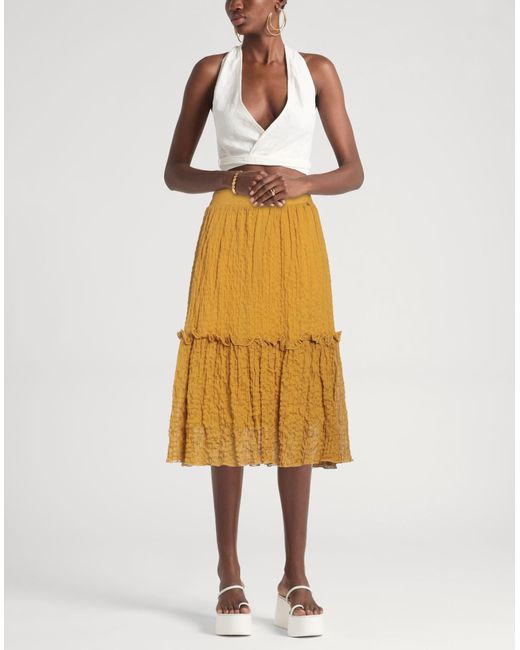 Kocca Yellow Midi Skirt Cotton, Elastane