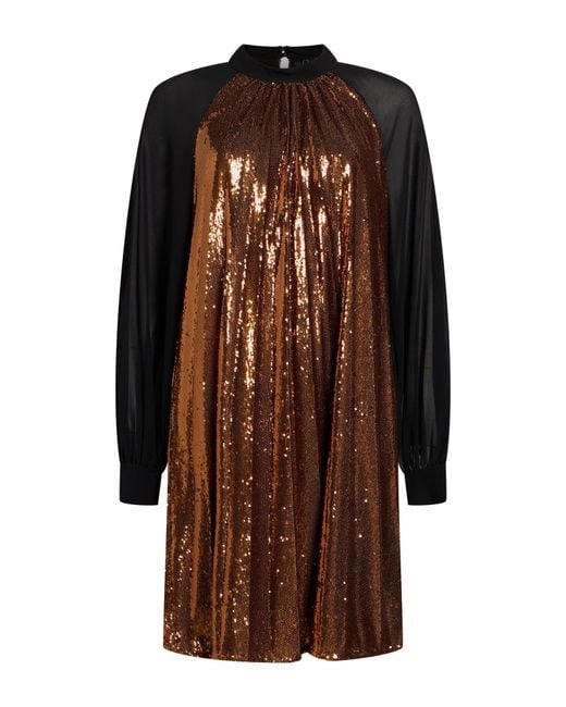 Clips Brown Mini Dress Polyester