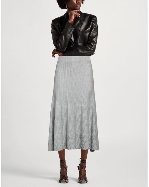 Elisabetta Franchi Gray Midi Skirt Viscose, Metal