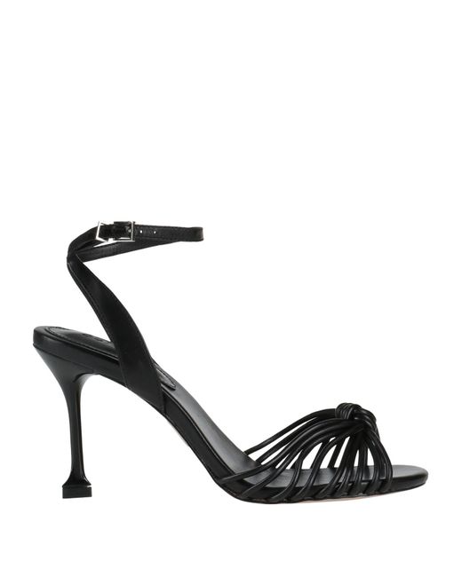 SCHUTZ SHOES Black Sandals Textile Fibers, Leather