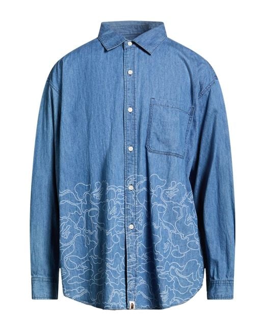 A Bathing Ape Blue Denim Shirt Cotton for men