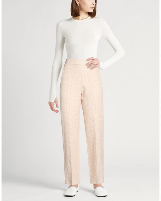 Agnona Natural Sand Pants Linen, Wool
