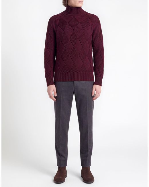 Alpha Studio Red Burgundy Turtleneck Merino Wool for men
