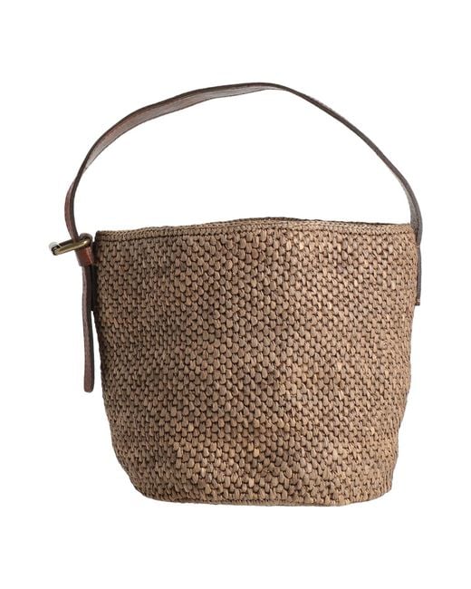 IBELIV Brown Handbag Natural Raffia