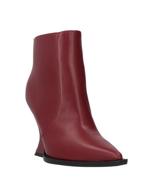 Alberta Ferretti Red Ankle Boots Leather