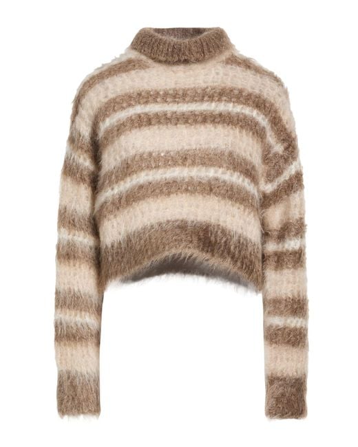 Brunello Cucinelli Natural Turtleneck Mohair Wool, Polyamide, Wool